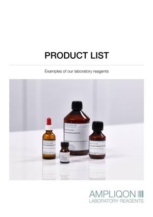Laboratory Reagents Product List 2021