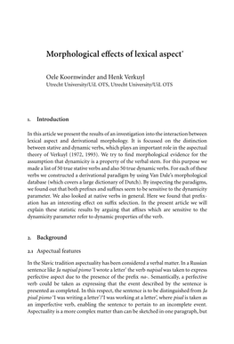 Morphological Effects of Lexical Aspect"