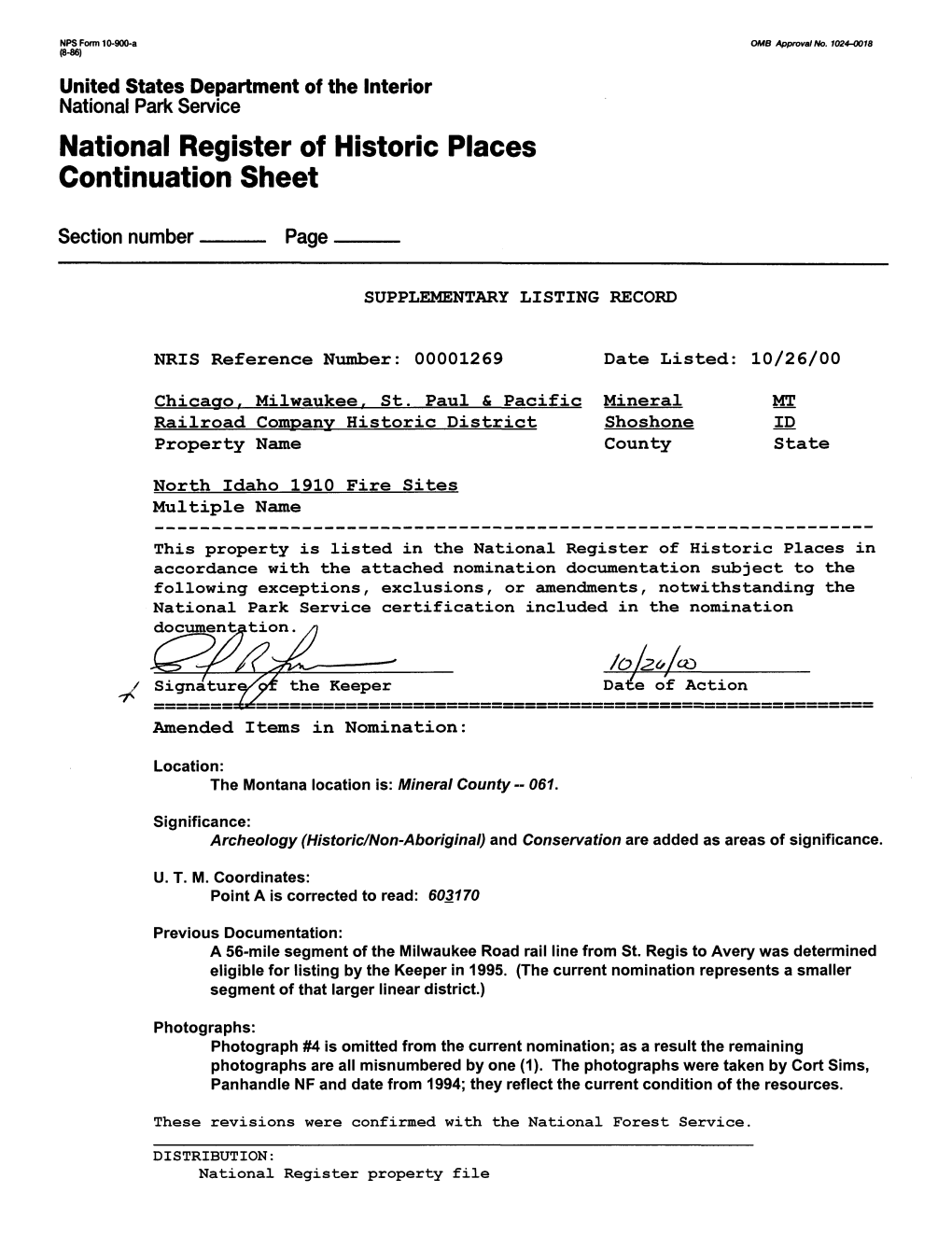 National Register of Historic Places Continuation Sheet