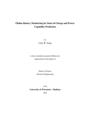 Online Battery Monitoring for State-Of-Charge and Power Capability Prediction