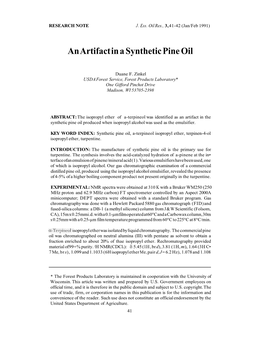 An Artifact in a Synthetic Pine Oil