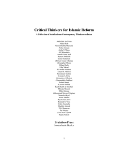 Critical Thinkers for Islamic Reform a Collection of Articles from Contemporary Thinkers on Islam