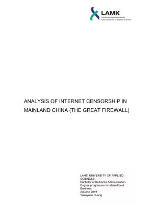 Analysis of Internet Censorship in Mainland China (The Great Firewall)