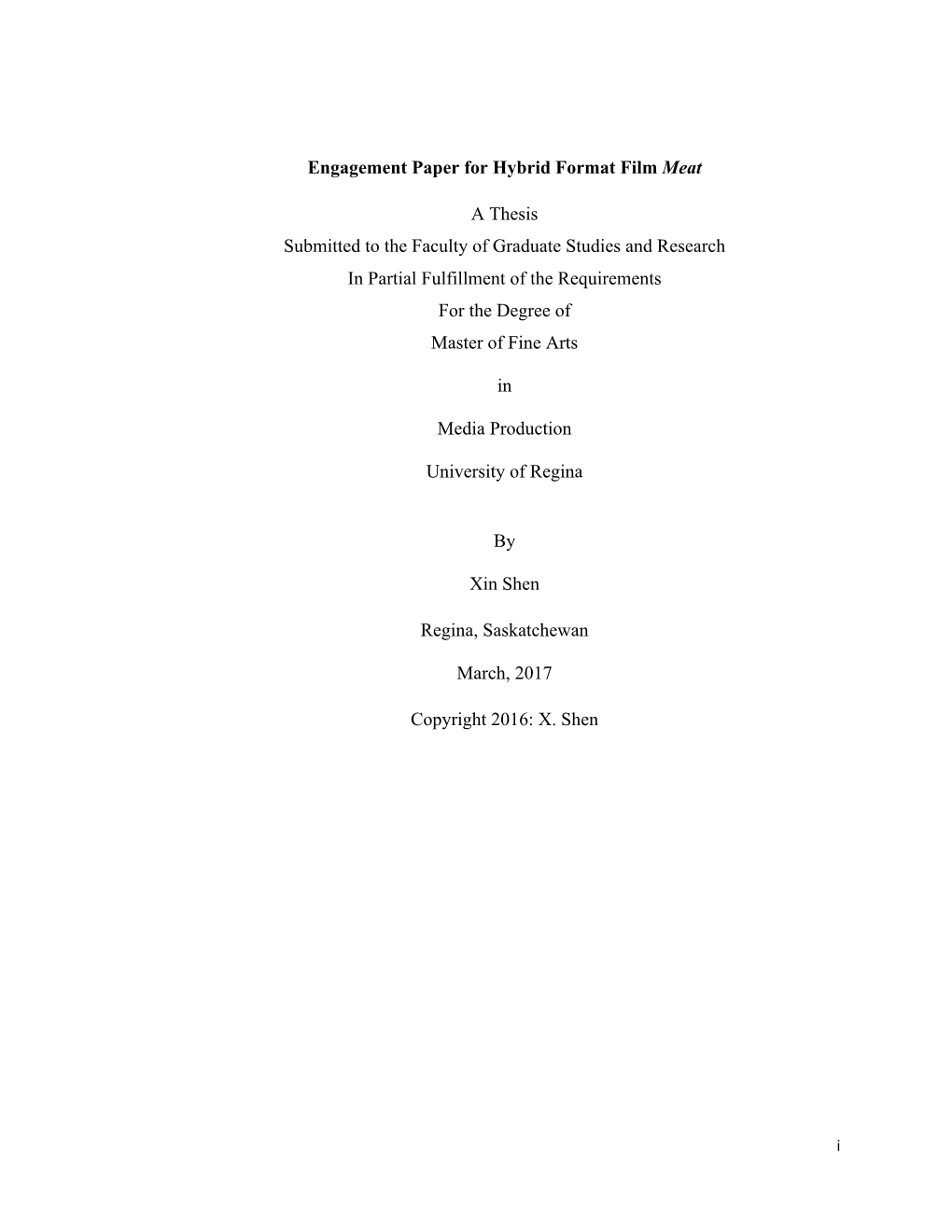 Engagement Paper for Hybrid Format Film Meat