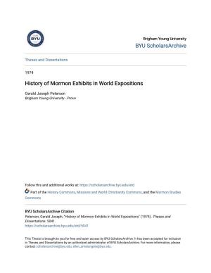 History of Mormon Exhibits in World Expositions