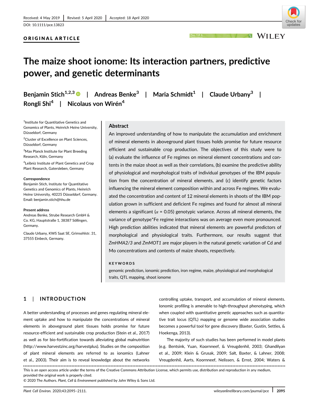 The Maize Shoot Ionome: Its Interaction Partners, Predictive Power, and Genetic Determinants