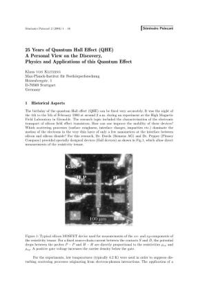 25 Years of Quantum Hall Effect