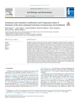 Continuous and Cumulative Acidification and N Deposition