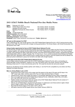 2015 AT&T Pebble Beach Pre-Tournament Notes