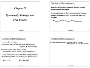 Spontaneity, Entropy, and Free Energy Chapter 17