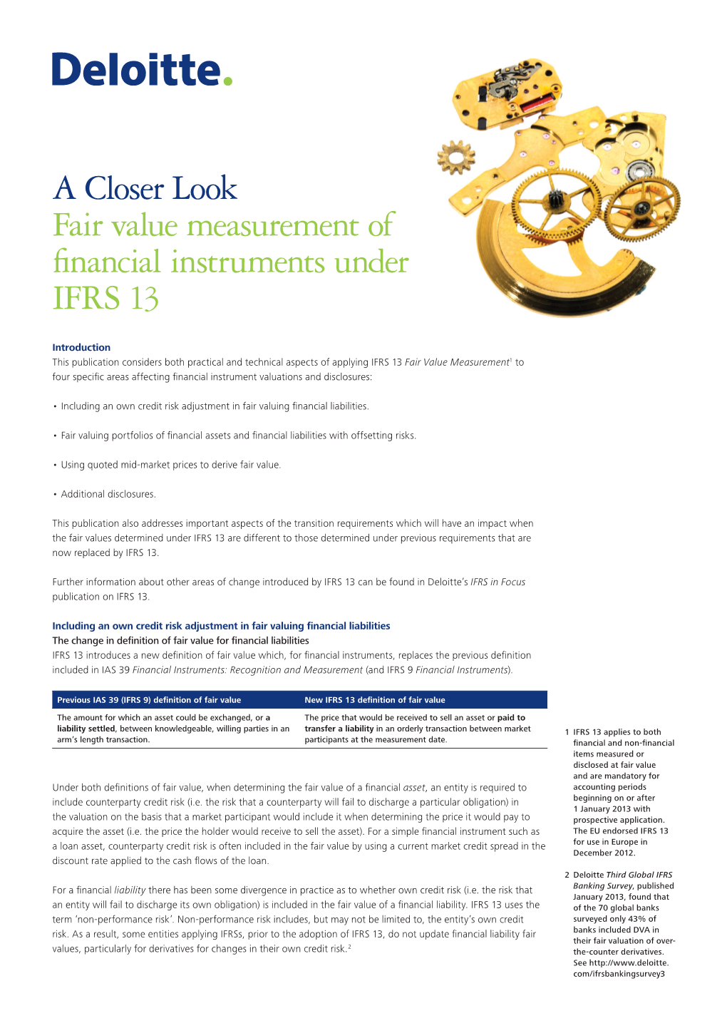 A Closer Look Fair Value Measurement of Financial Instruments Under IFRS 13