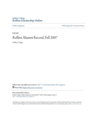Rollins Alumni Record, Fall 2007 Rollins College