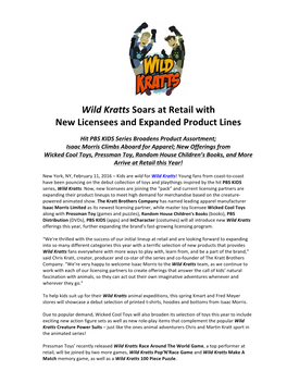 Wild Kratts Soars at Retail with New Licensees and Expanded Product Lines