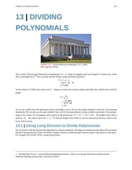 Dividing Polynomials* 291 13 | DIVIDING POLYNOMIALS
