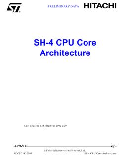 SH-4 32-Bit CPU Core Architecture