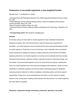 Proteomics in Non-Model Organisms: a New Analytical Frontier