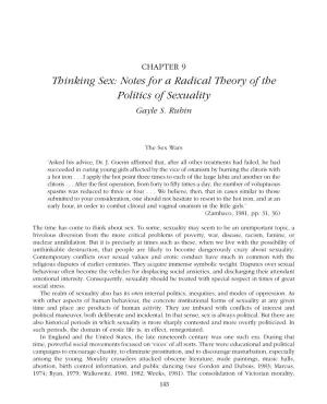Thinking Sex: Notes for a Radical Theory of the Politics of Sexuality Gayle S
