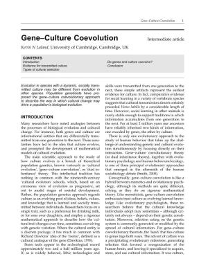 Gene±Culture Coevolution 1