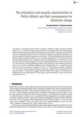 The Articulatory and Acoustic Characteristics of Polish Sibilants and Their Consequences for Diachronic Change