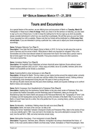 Description of (Walking)Tours & Excursions