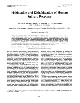 Habituation and Dishabituation of Human Salivary Response