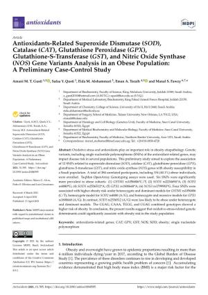 Antioxidants-Related Superoxide Dismutase (SOD),Catalase (CAT