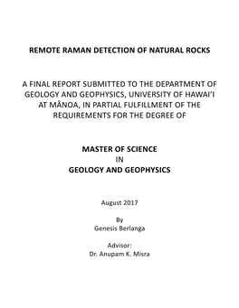 Remote Raman Detection of Natural Rocks a Final