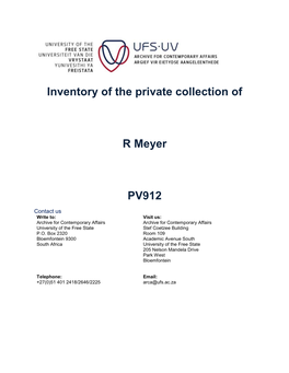 Inventory of the Private Collection of R Meyer PV912