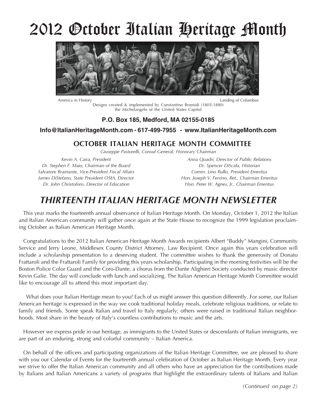 2012 October Italianevent and Locationheritage Month