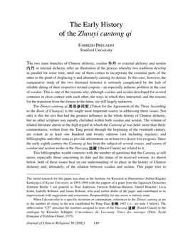 The Early History of the Zhouyi Cantong Qi