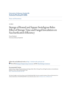 Effect of Storage Time and Fungal Inoculation on Saccharification Efficiency Noaa Frederick University of Arkansas, Fayetteville