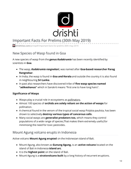 Important Facts for Prelims (30Th May 2019)