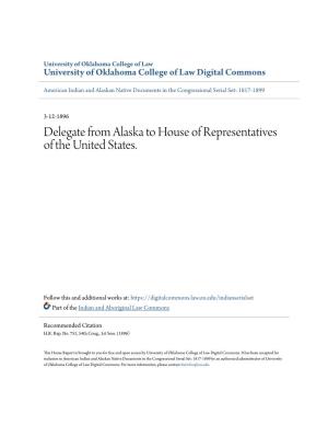 Delegate from Alaska to House of Representatives of the United States