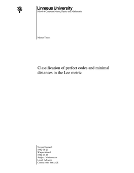 Classification of Perfect Codes and Minimal Distances in the Lee Metric