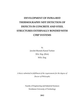Development of Infra-Red Thermography Ndt Detection of Defects in Concrete and Steel Structures Externally Bonded with Cfrp Systems