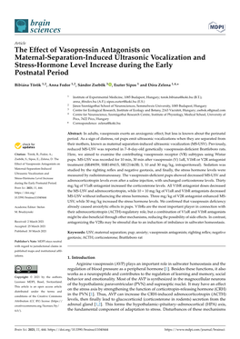 The Effect of Vasopressin Antagonists on Maternal-Separation-Induced Ultrasonic Vocalization and Stress-Hormone Level Increase During the Early Postnatal Period