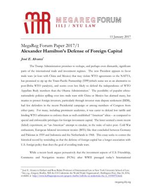 Megareg Forum Paper 2017/1 Alexander Hamilton's Defense Of