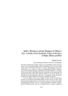 Hƒ›R's Blindness and the Pledging of Ó›Inn's