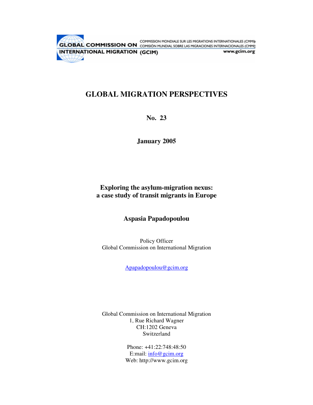 Global Migration Perspectives