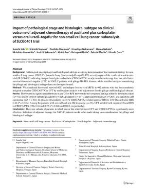 Impact of Pathological Stage and Histological Subtype on Clinical