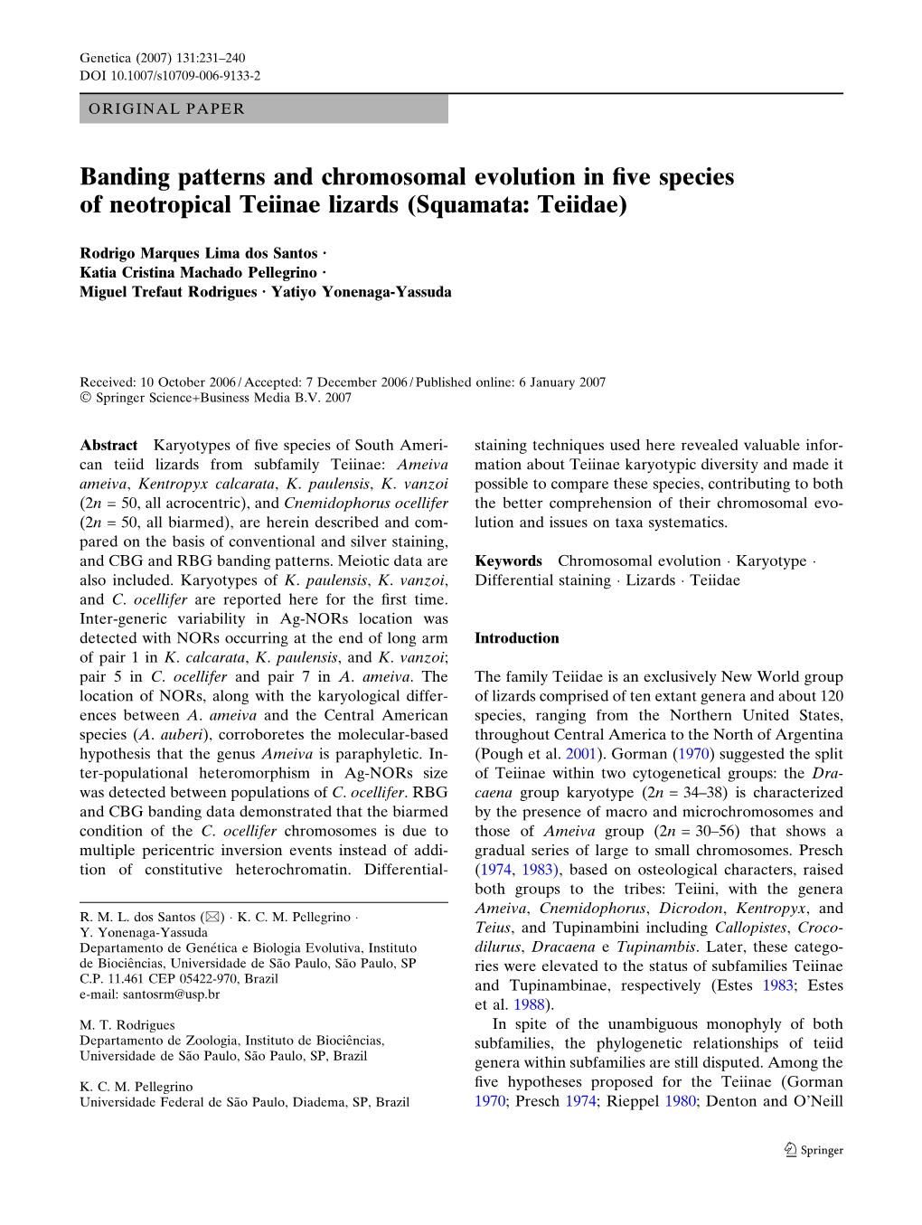 Banding Patterns and Chromosomal Evolution in Five Species Of