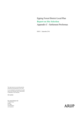 Epping Forest District Local Plan Report on Site Selection Appendix C - Settlement Proformas