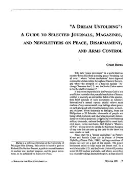 And Newsletters on Peace, Disarmament, and Arms Control