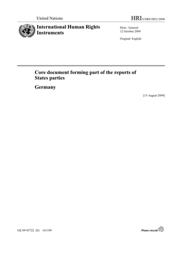 Core Document Forming Part of the Reports of States Parties Germany International Human Rights Instruments