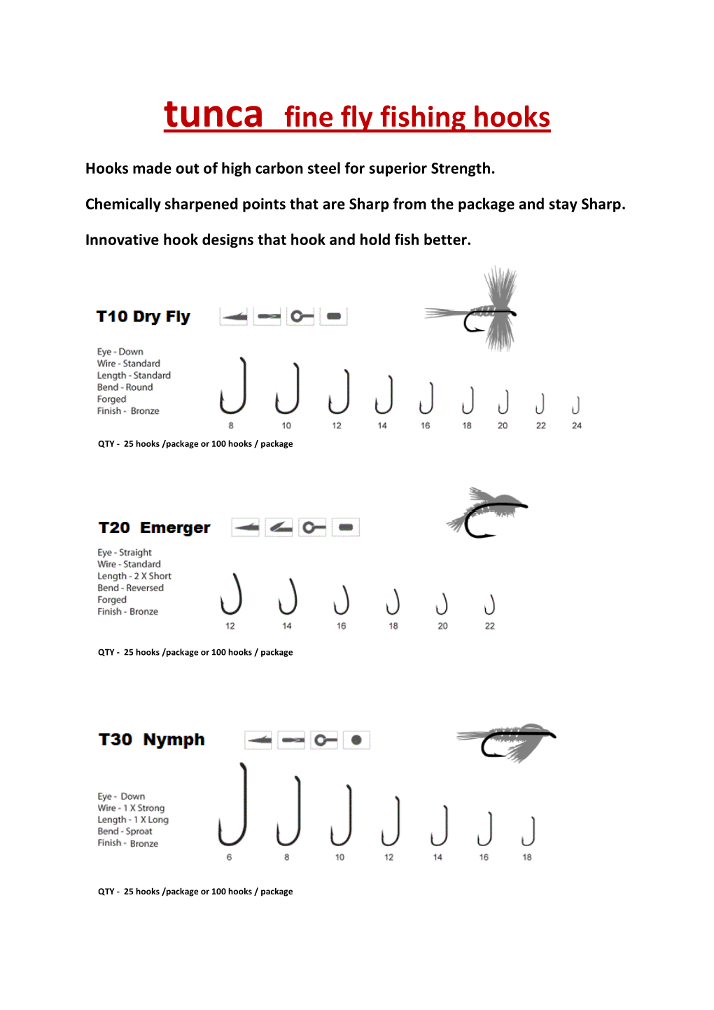 Tunca Fine Fly Fishing Hooks