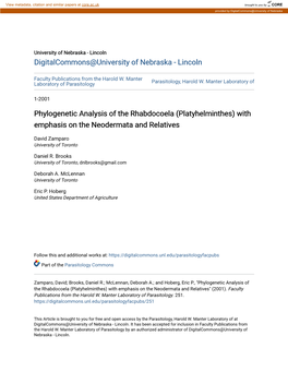 Phylogenetic Analysis of the Rhabdocoela (Platyhelminthes) with Emphasis on the Neodermata and Relatives
