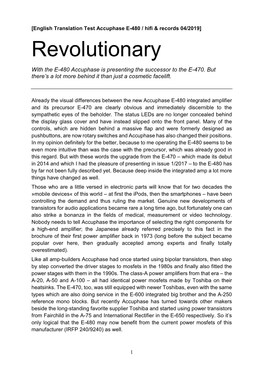 English Translation Test Accuphase E-480 / Hifi & Records 04/2019]
