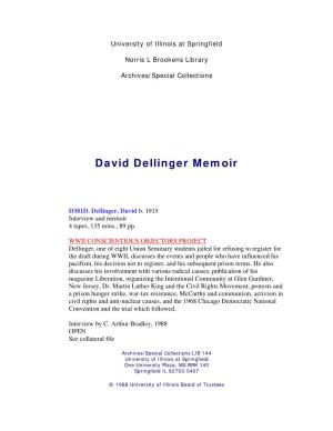 David Dellinger Memoir