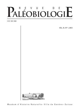 VOL. 31, N° 1, 2012 Revue De Paléobiologie, Genève (Juillet 2012) 31 (1): 159-170 ISSN 0253-6730