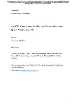 An RNA Virome Associated to the Golden Orb-Weaver Spider Nephila Clavipes